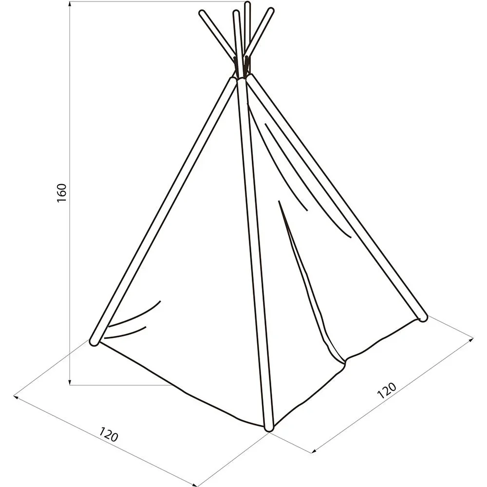 Weltkarte Tipi Zelt Schwarz / Weiß - 3