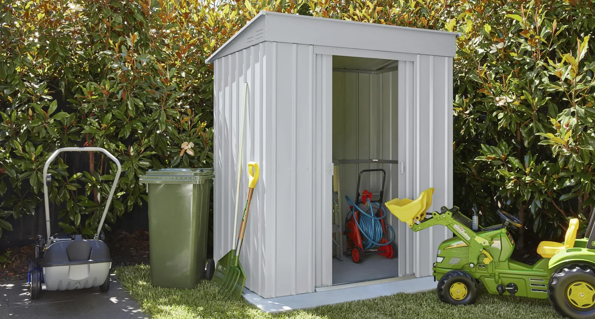 Gerätehaus Pultdach Skillion 64, Silber Metallic - 0