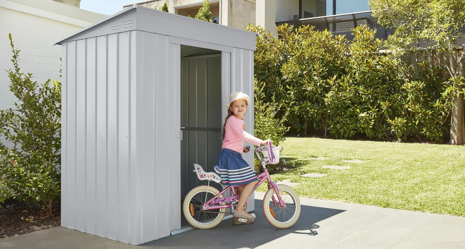 Gerätehaus Pultdach Skillion 64, Silber Metallic - 1