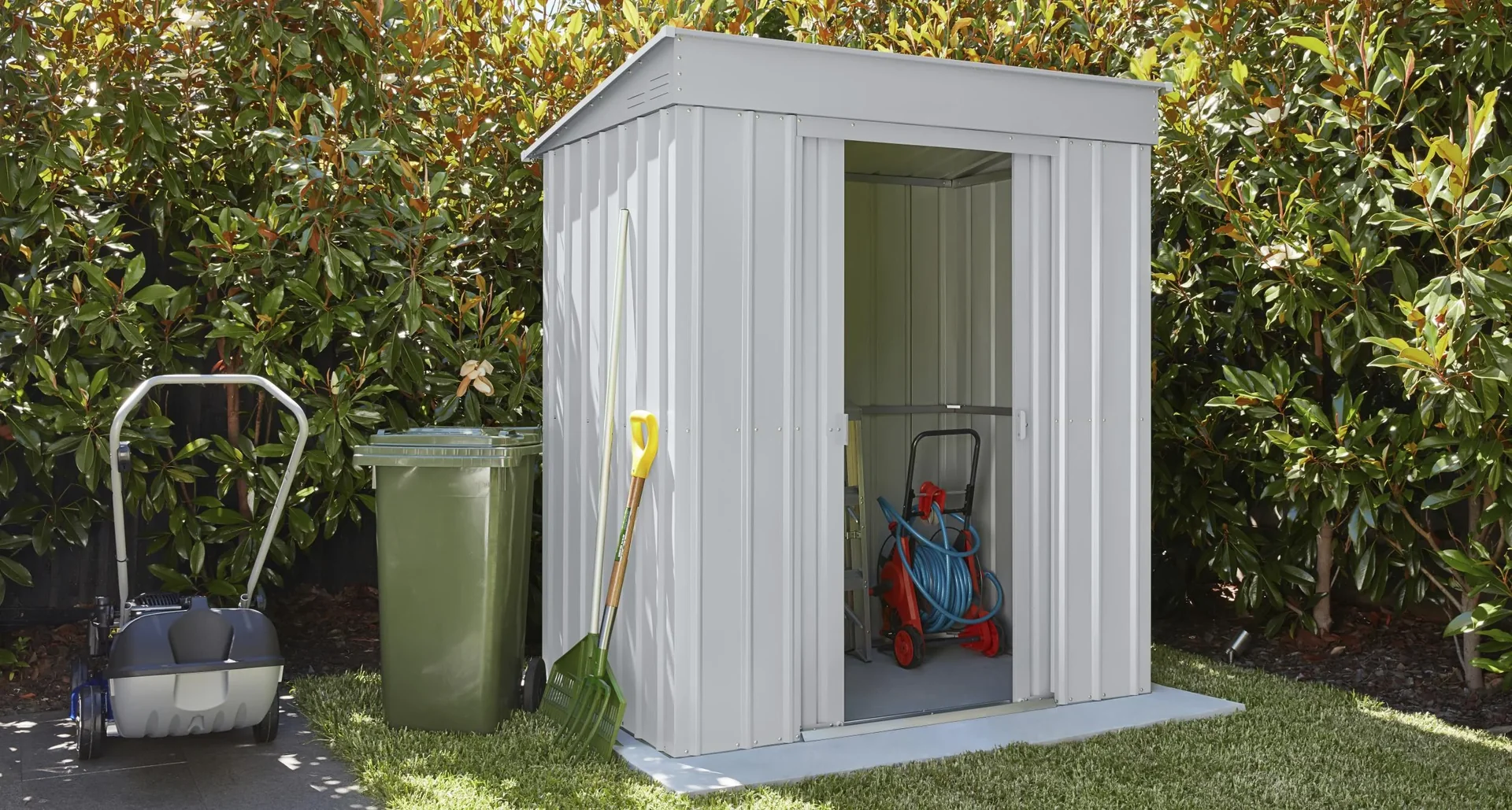 Gerätehaus Pultdach Skillion 64, Silber Metallic - 2