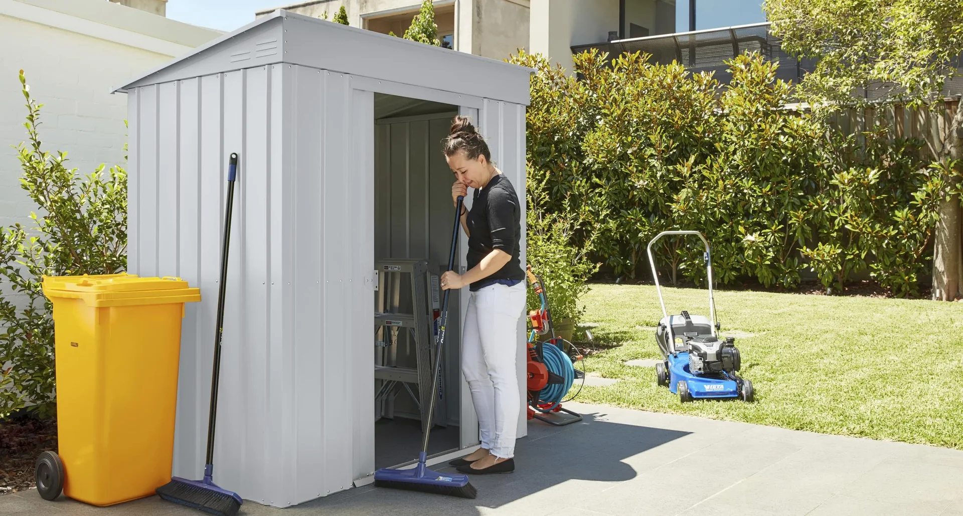 Gerätehaus Pultdach Skillion 64, Silber Metallic - 3