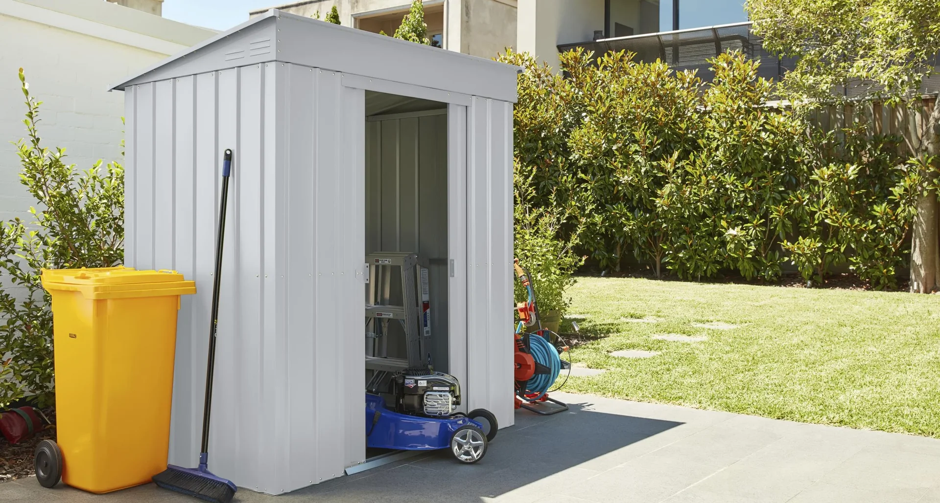 Gerätehaus Pultdach Skillion 64, Silber Metallic - 4