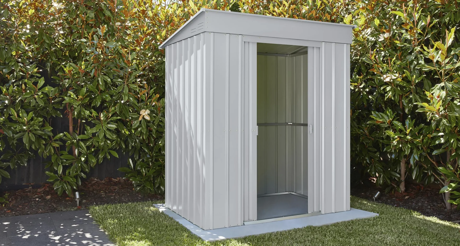 Gerätehaus Pultdach Skillion 64, Silber Metallic - 6