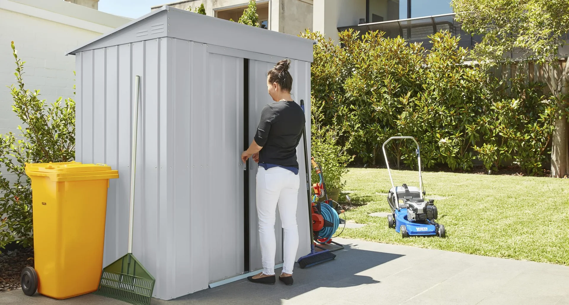 Gerätehaus Pultdach Skillion 64, Silber Metallic - 7