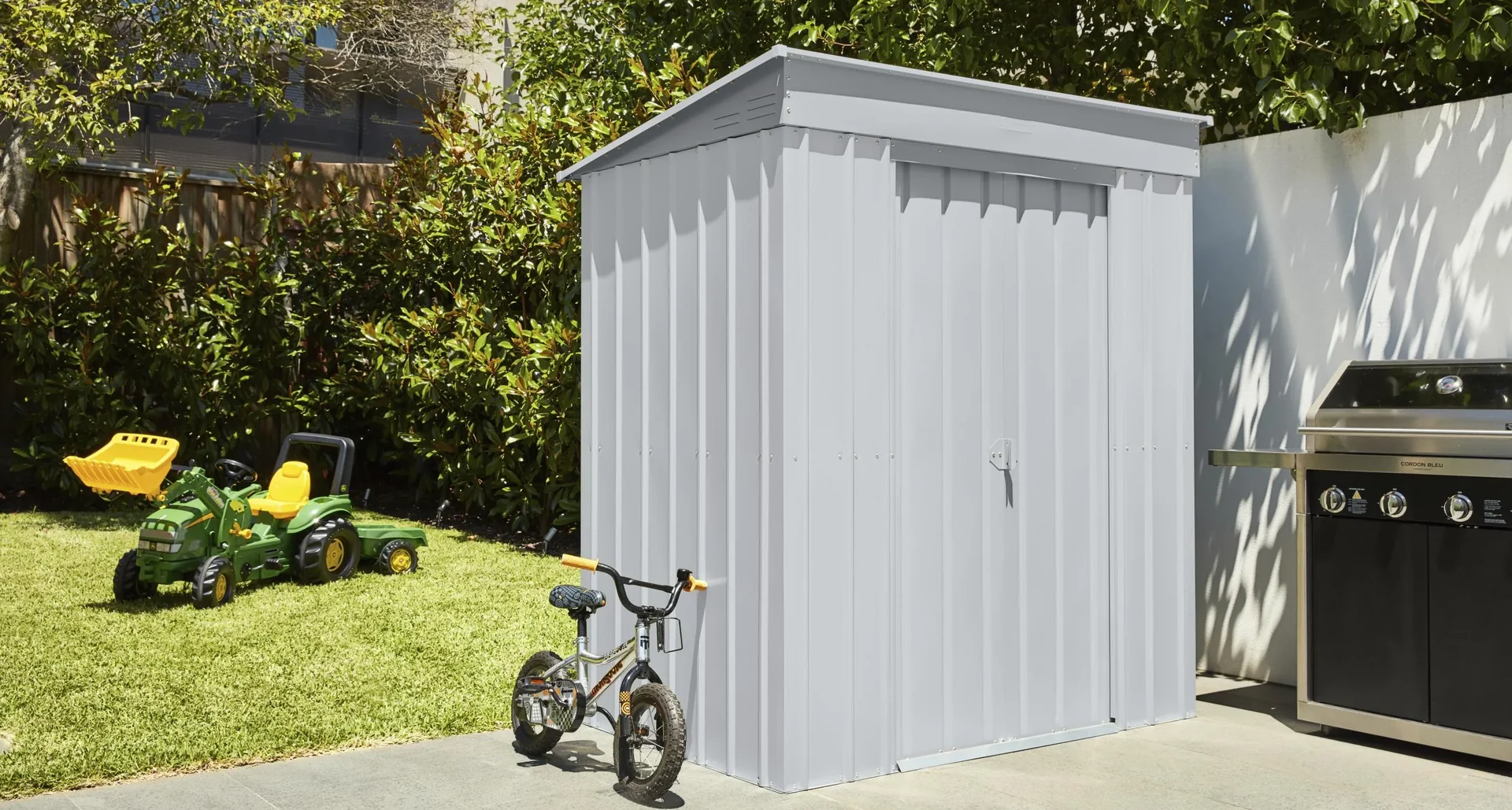 Gerätehaus Pultdach Skillion 64, Silber Metallic - 8