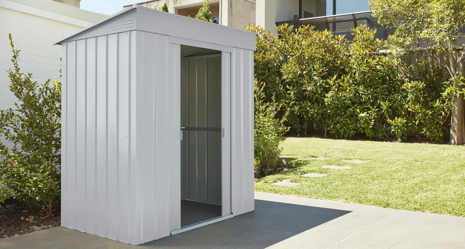 Gerätehaus Pultdach Skillion 64, Silber Metallic - 9