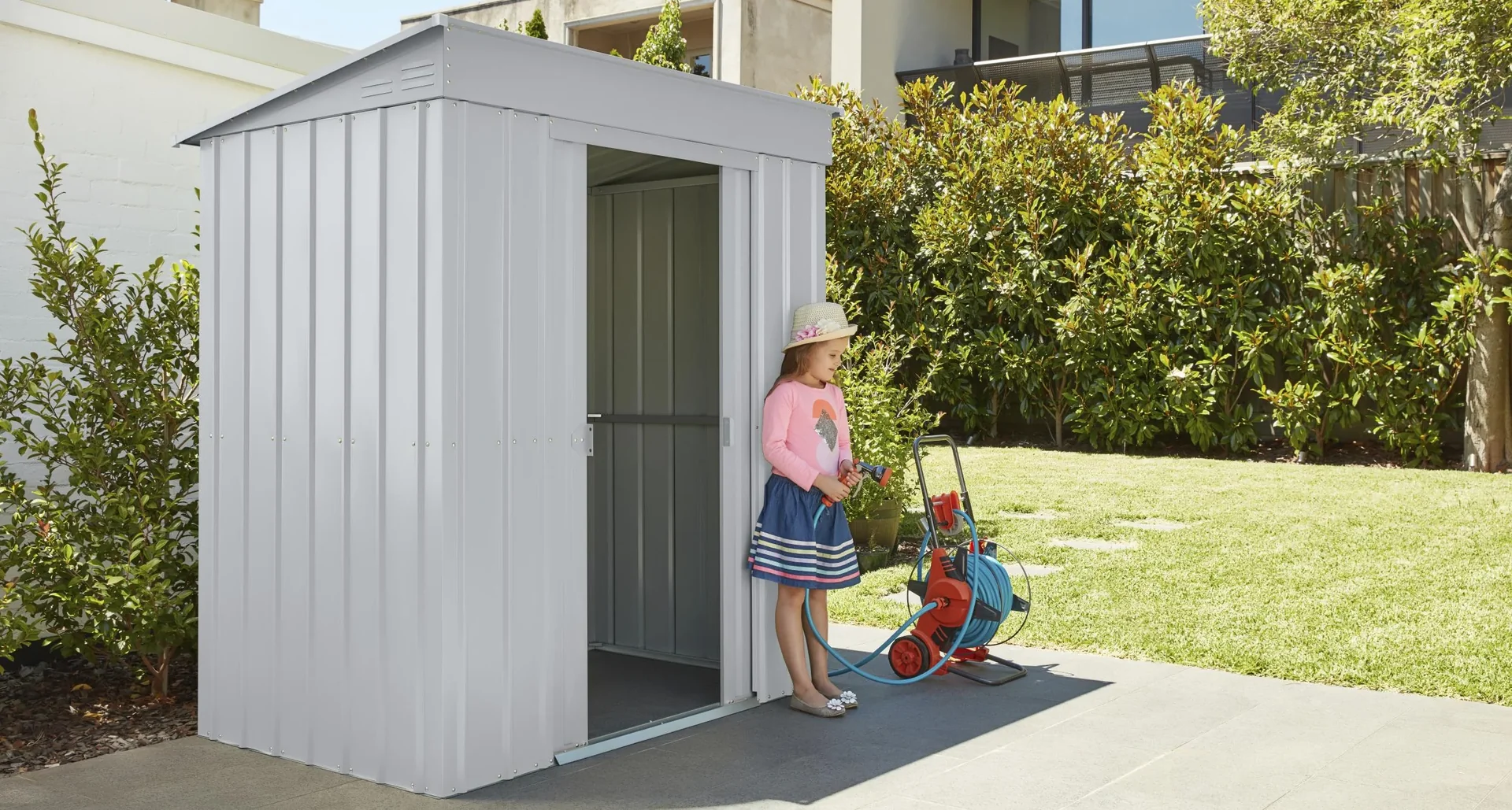 Gerätehaus Pultdach Skillion 64, Silber Metallic - 10