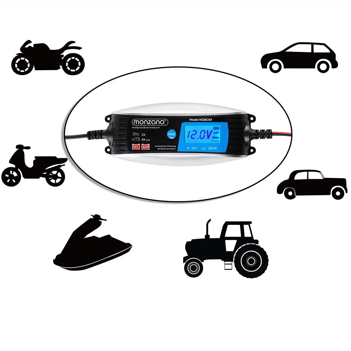 Starthilfekabel - Batterieladegerät - Auto - 6V 12V Schwarz - 5