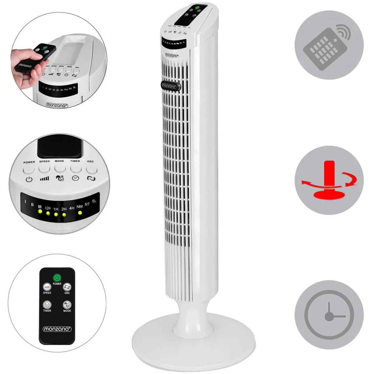 Turmventilator mit Fernbedienung, Turbofuncite & Aromabox weiß - 1