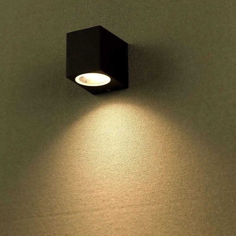 VT-7651SQ Wandleuchte für den Außenbereich - GU10 - schwarz - quadratisch - IP44 - 1
