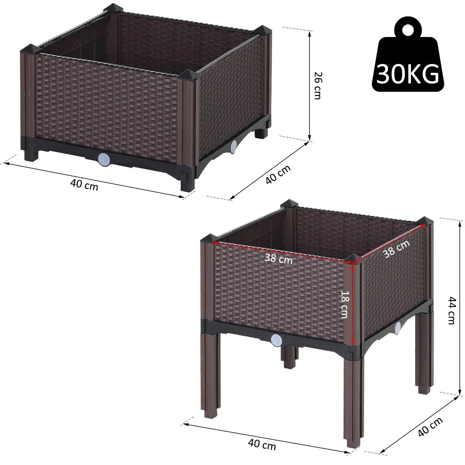 2-teiliges Hochbeet in Rattan-Optik - 5