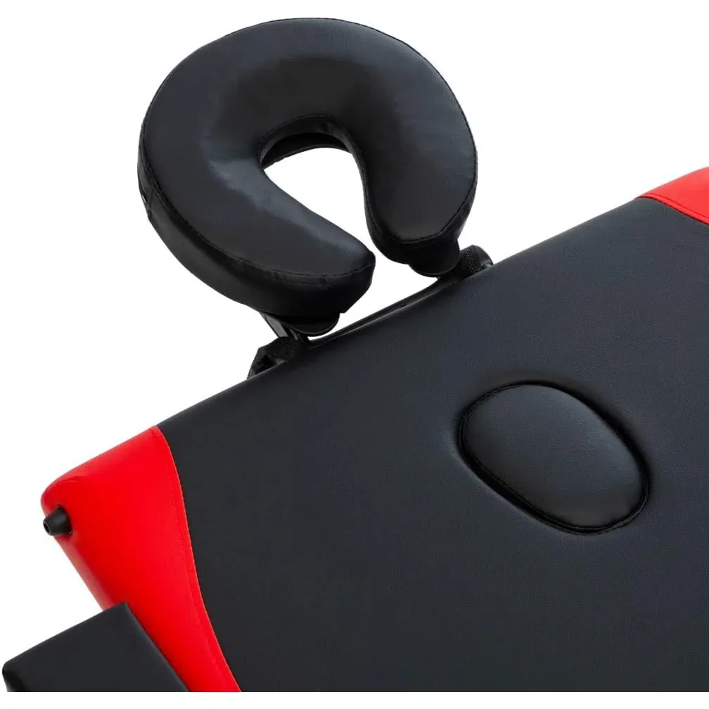 Klappbarer Massagetisch 3 Zonen Holz schwarz und rot - 1