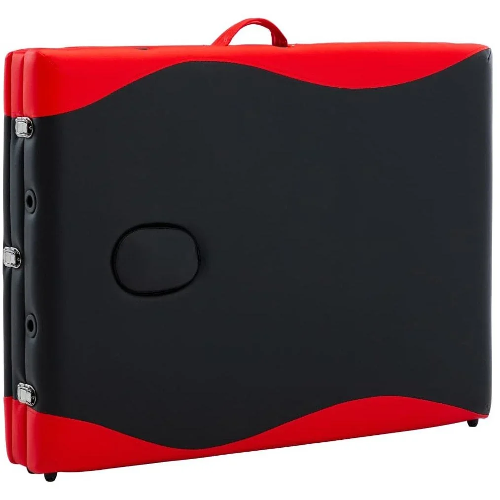 Klappbarer Massagetisch 3 Zonen Holz schwarz und rot - 3
