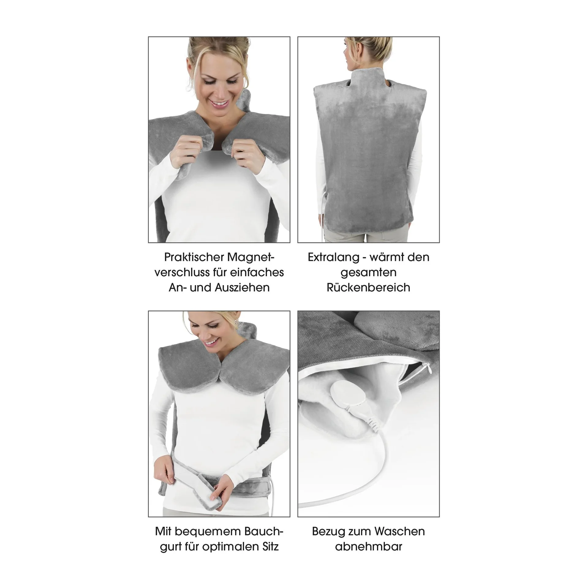 2 in 1 Heizdecke, Massagefunktion, 100 Watt, Grau - 1