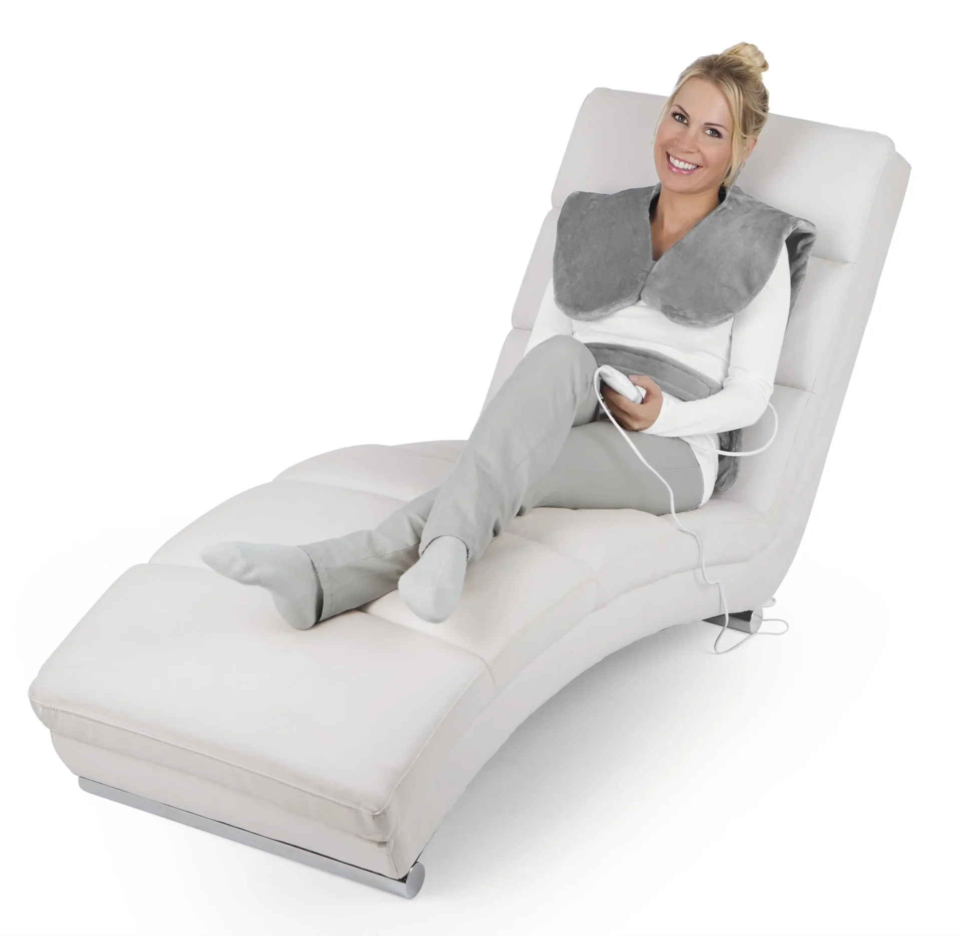 2 in 1 Heizdecke, Massagefunktion, 100 Watt, Grau - 5