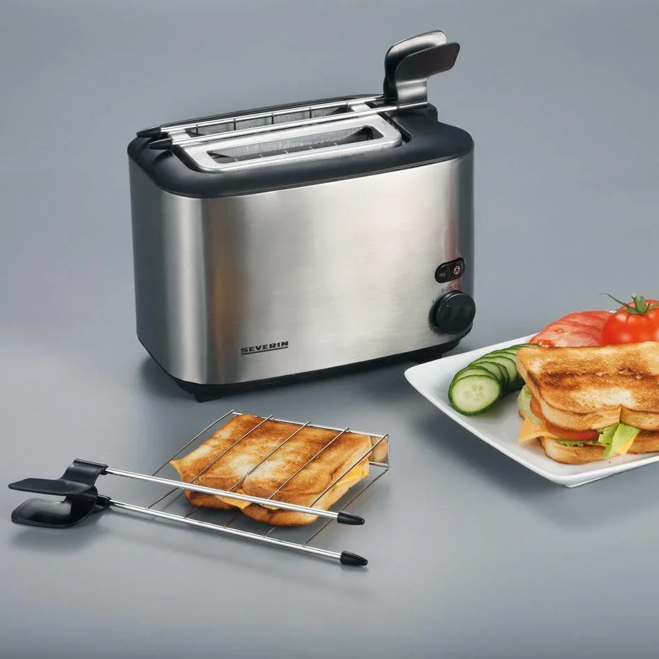 Toaster mit Sandwich-Grill / abnehmbarem Grill - 540 Watt - Silber - 2