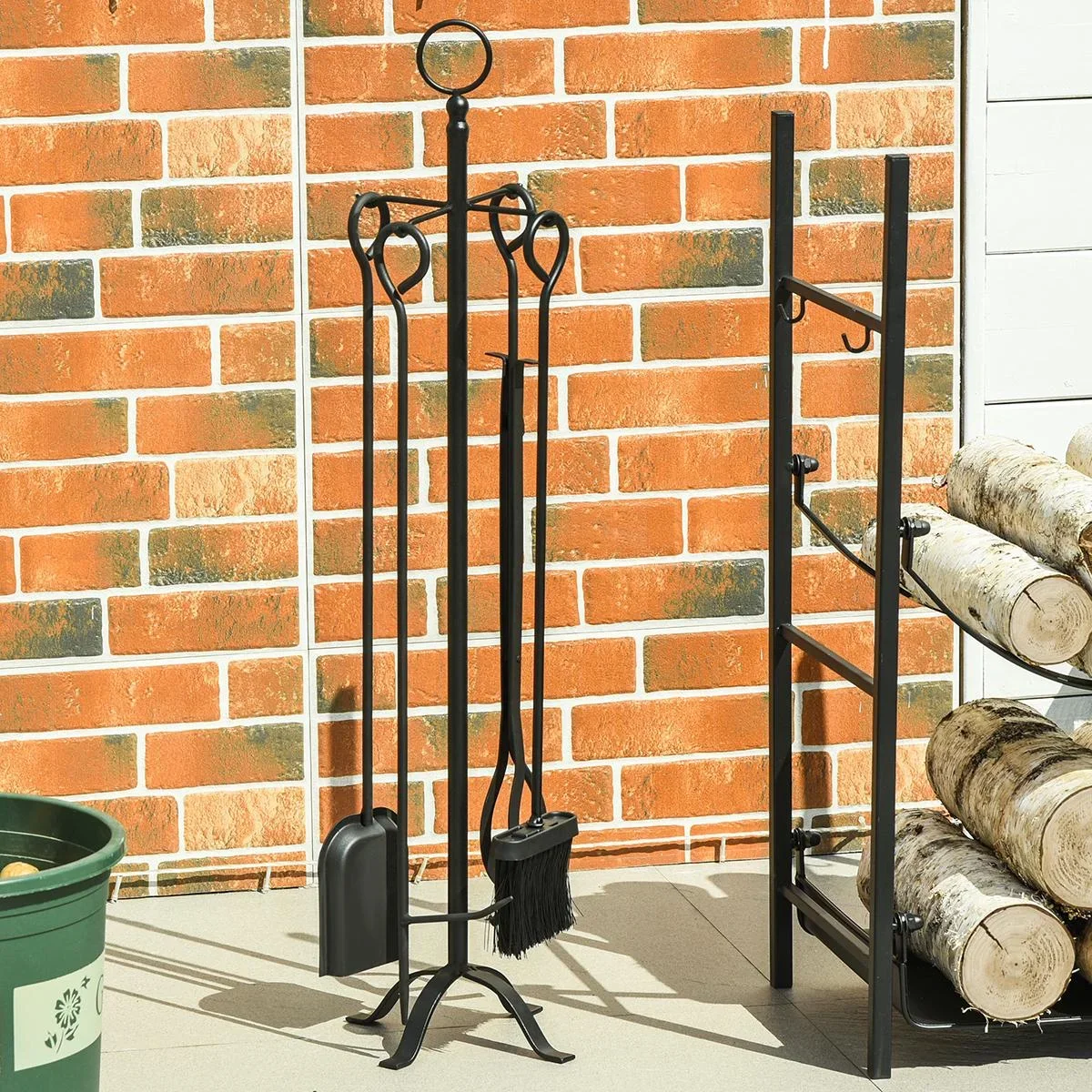 5-teiliges Kamingarnitur Kamin Garnitur Set Kaminbesteck innen Kamin Zubehör Kaminofen Besteck Schmiedeeisen Besteck Wer - 1