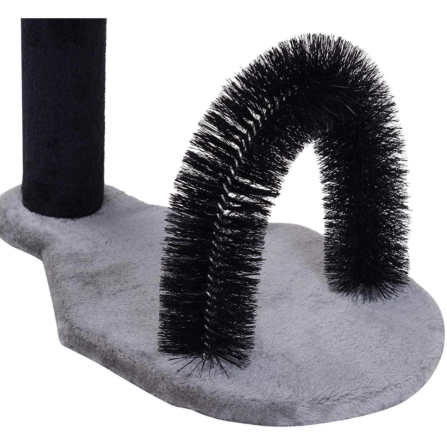 Kratzbaum Katzenkratzbaum Kratzsäule mit Bällen Massagebogen Holz+Sisal+Plüsch Schwarz+Grau+Beige 48x30x52cm - 0