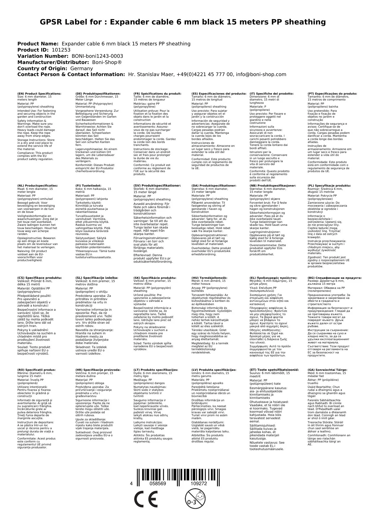 Expanderseil 6 mm schwarz 15 Meter PP Ummantelung-0