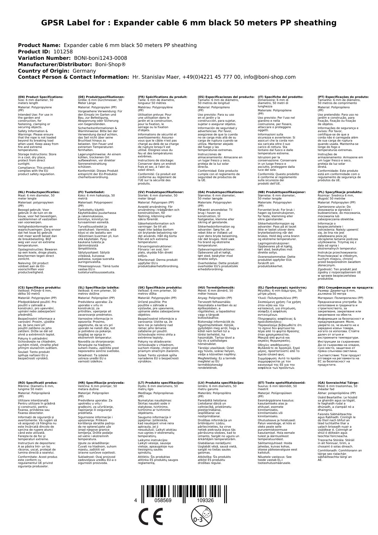 Expanderseil 6 mm schwarz 50 Meter PP Ummantelung-0