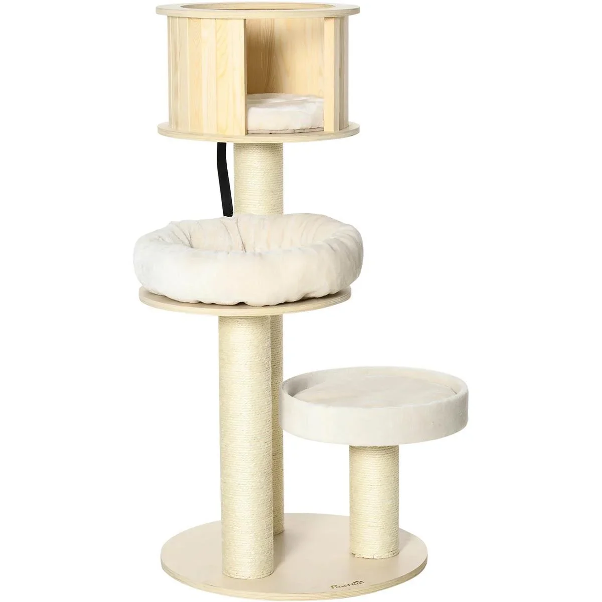 Dreistufiger Kratzbaum - Haus und Kissen - 59,5 x 59,5 x 122 cm - 1