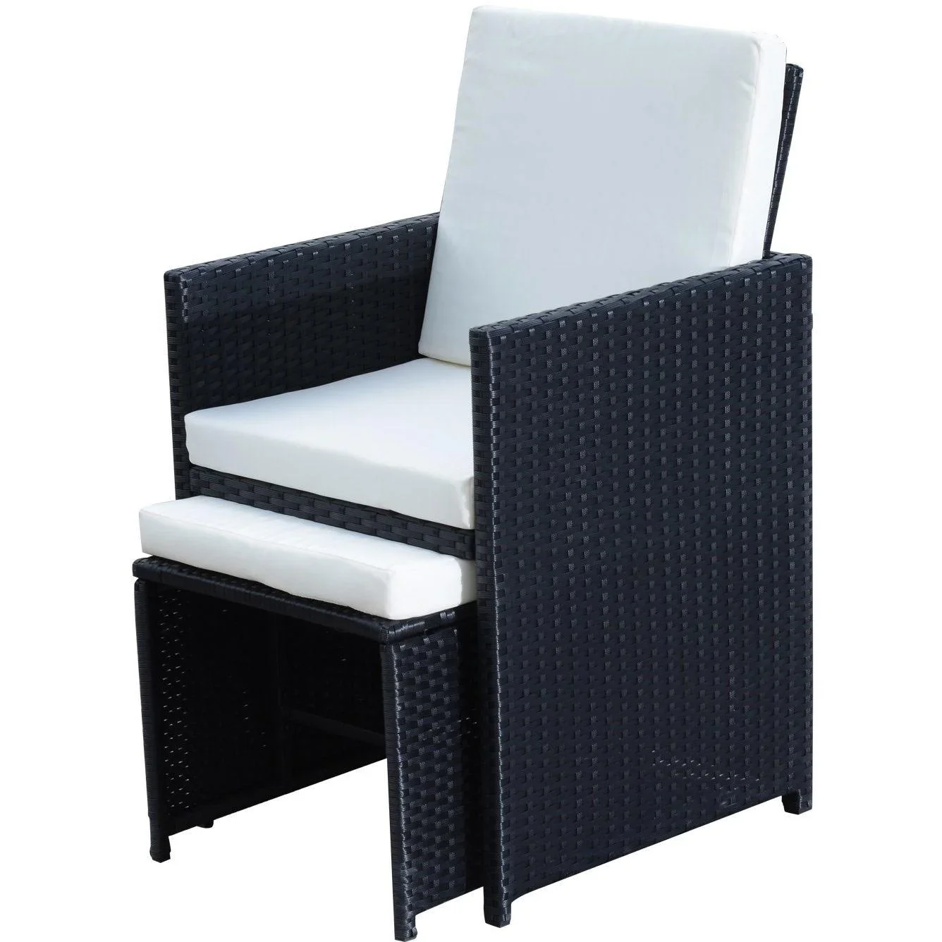 13 tlg, Gartengarnitur Gartenmöbel Rattan Schwarz - 1