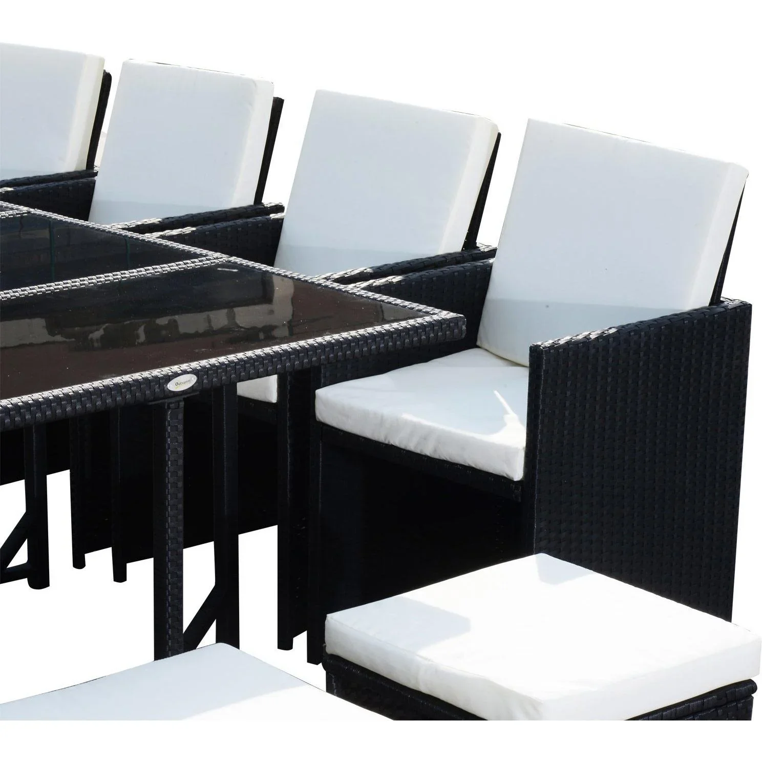 13 tlg, Gartengarnitur Gartenmöbel Rattan Schwarz - 2