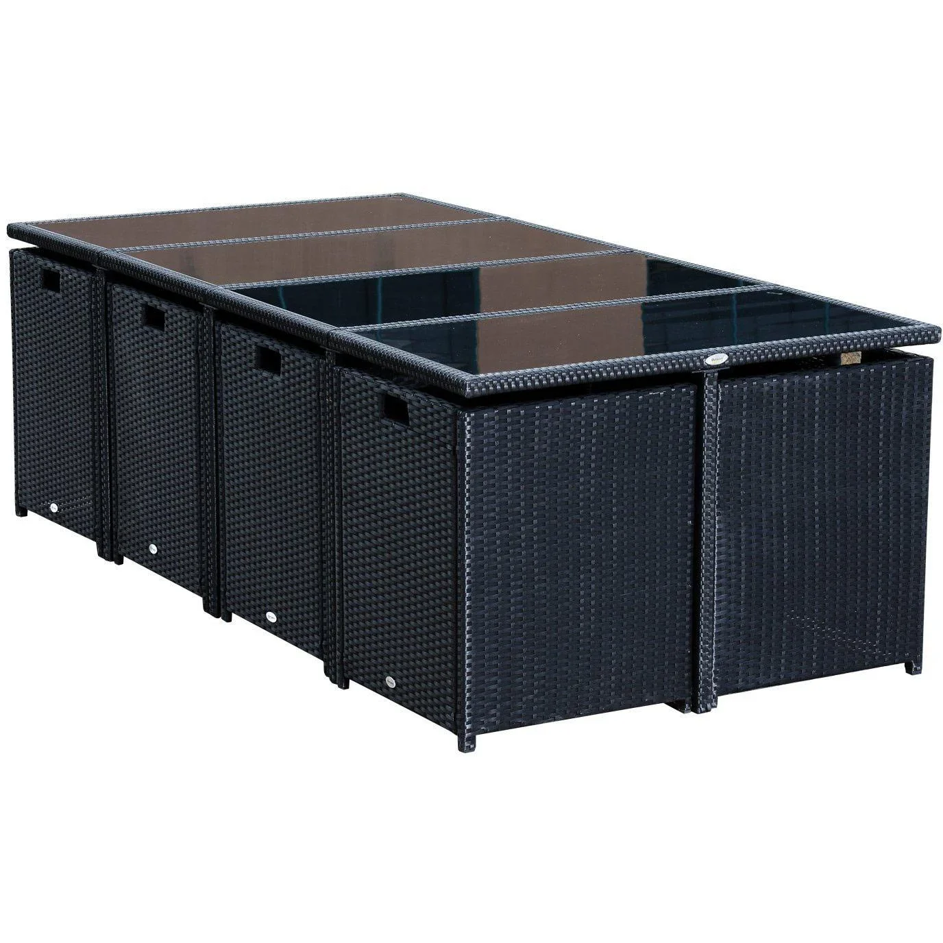 13 tlg, Gartengarnitur Gartenmöbel Rattan Schwarz - 4