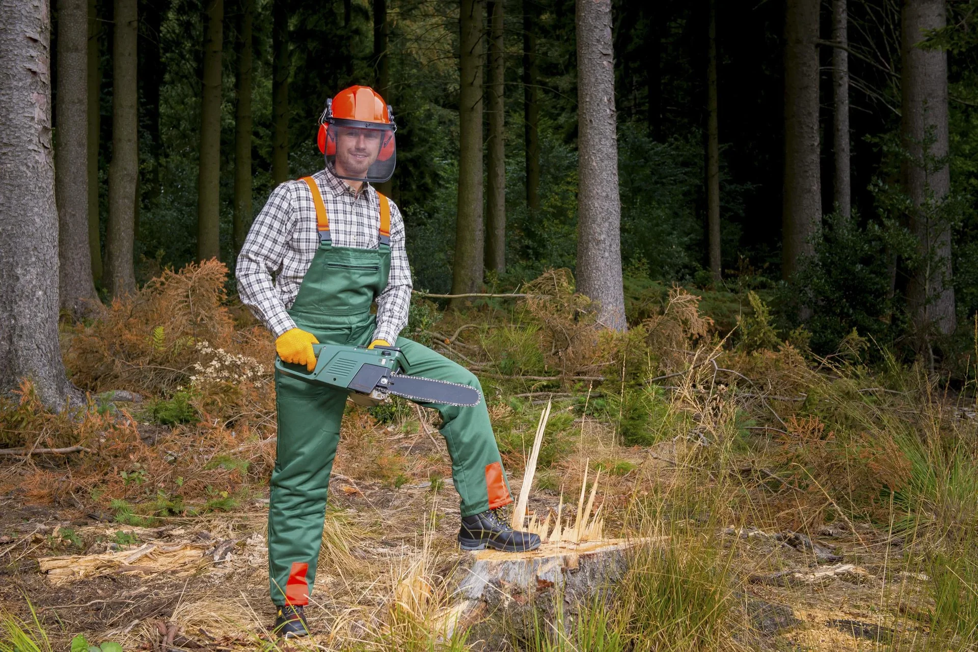 Schnittschutz Sicherheits Starter Set: Hose Gr.54, Helm, Handschuhe - 0