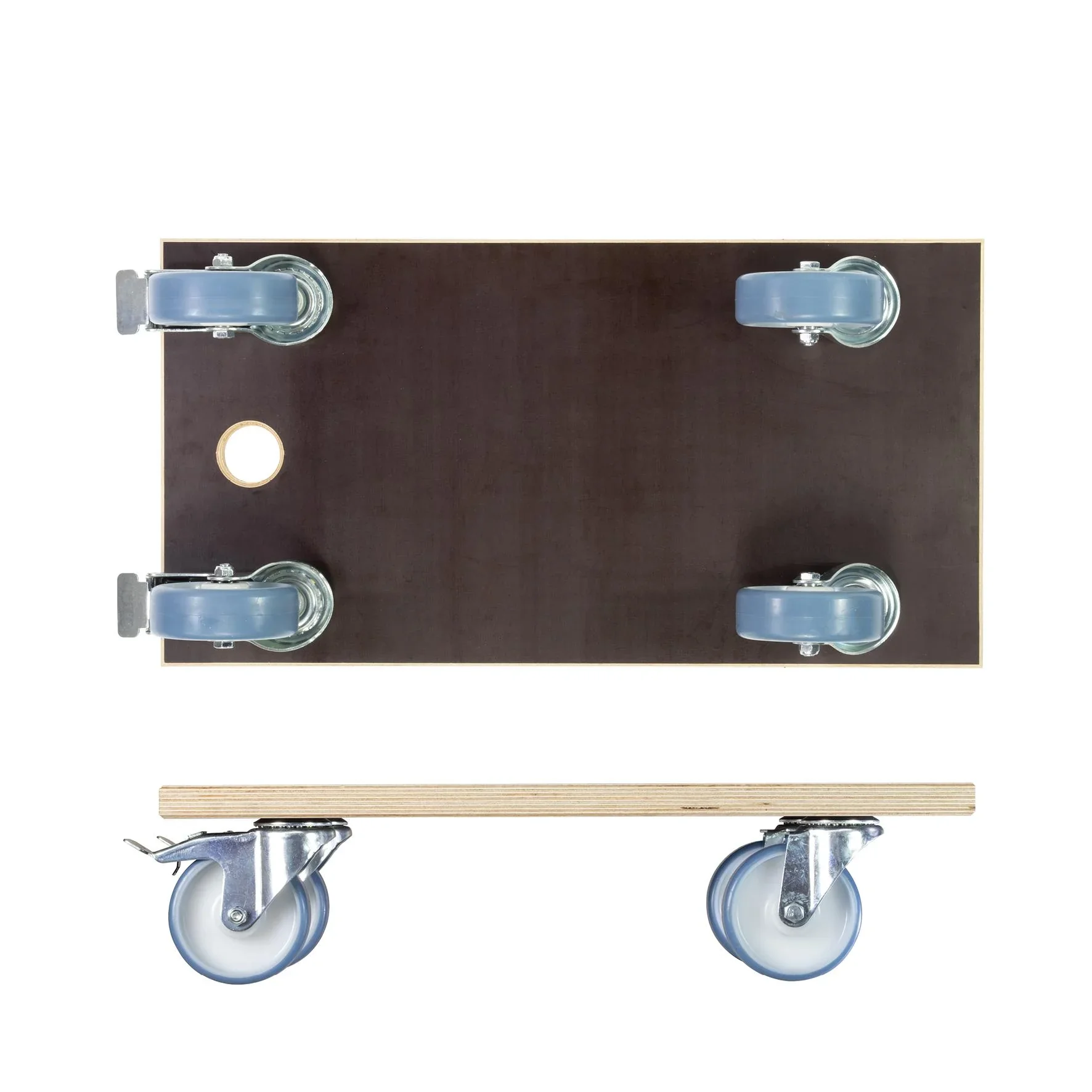 Transporthilfe MM 1341, 57,5 x 30 x 15 cm, harte Rollen Ø 100 mm, Rollenlager, 2 Bremsen, Platte FSC®, Tragkraft 500 kg - 2
