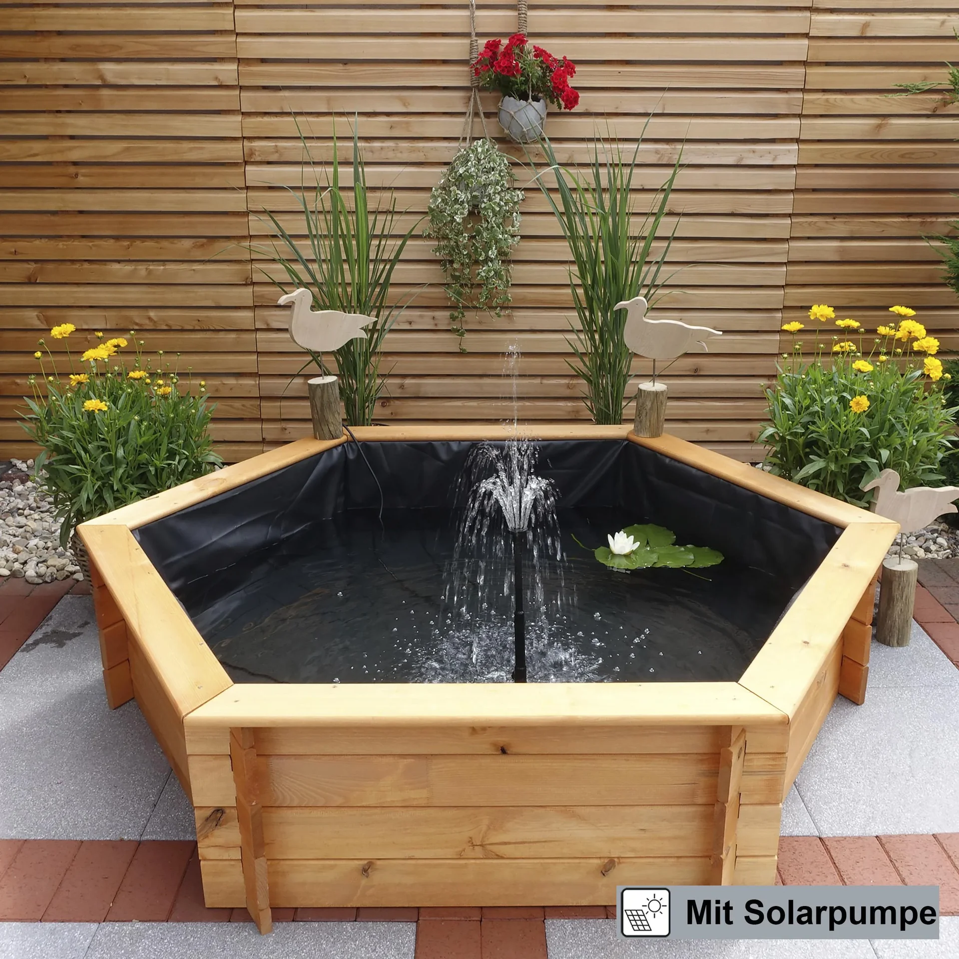 Sechseck-Hochteich 125 cm Solar - 2