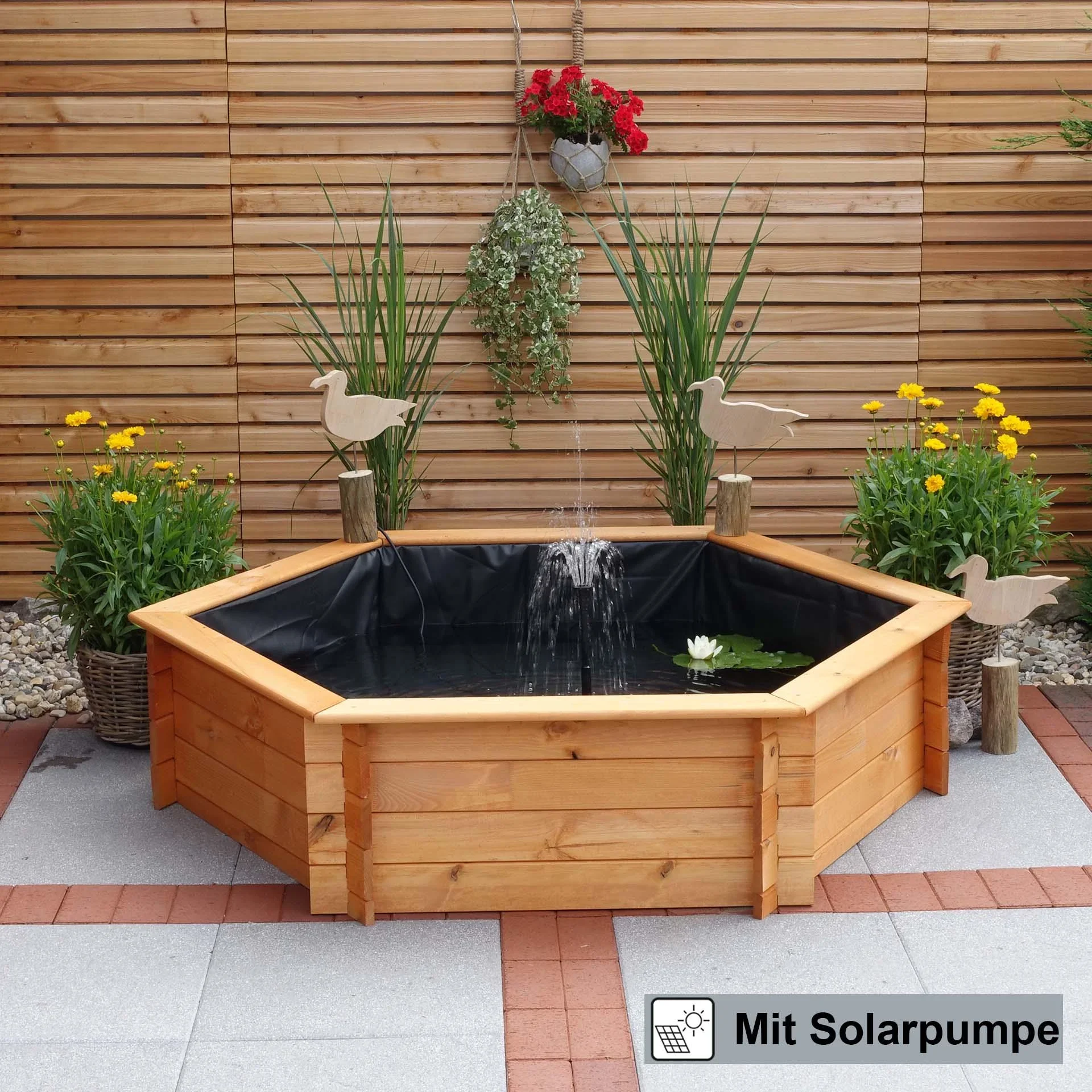 Sechseck-Hochteich 125 cm Solar - 4