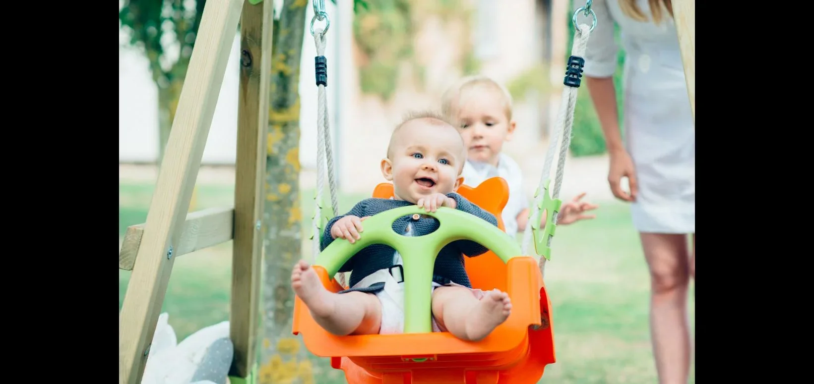 Mitwachsende Holzschaukel, Outdoor-Einzelschaukel für Babys und Kleinkinder, Schaukelseile höhenverstellbar, natur - 2