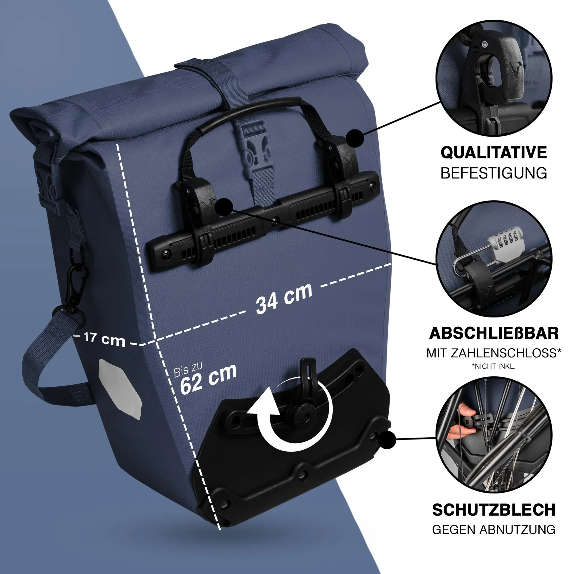 ValkOcean Gepäckträgertasche, Blau - 3