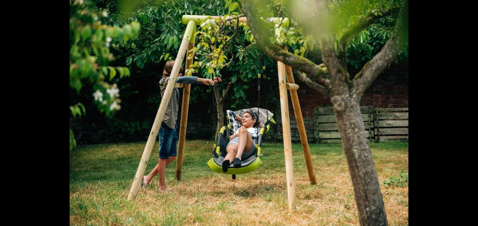 Nestschaukel Glide, Outdoor-Nestschaukel und Hängematte für Kinder, Schaukelseile höhenverstellbar, lime grün - 3