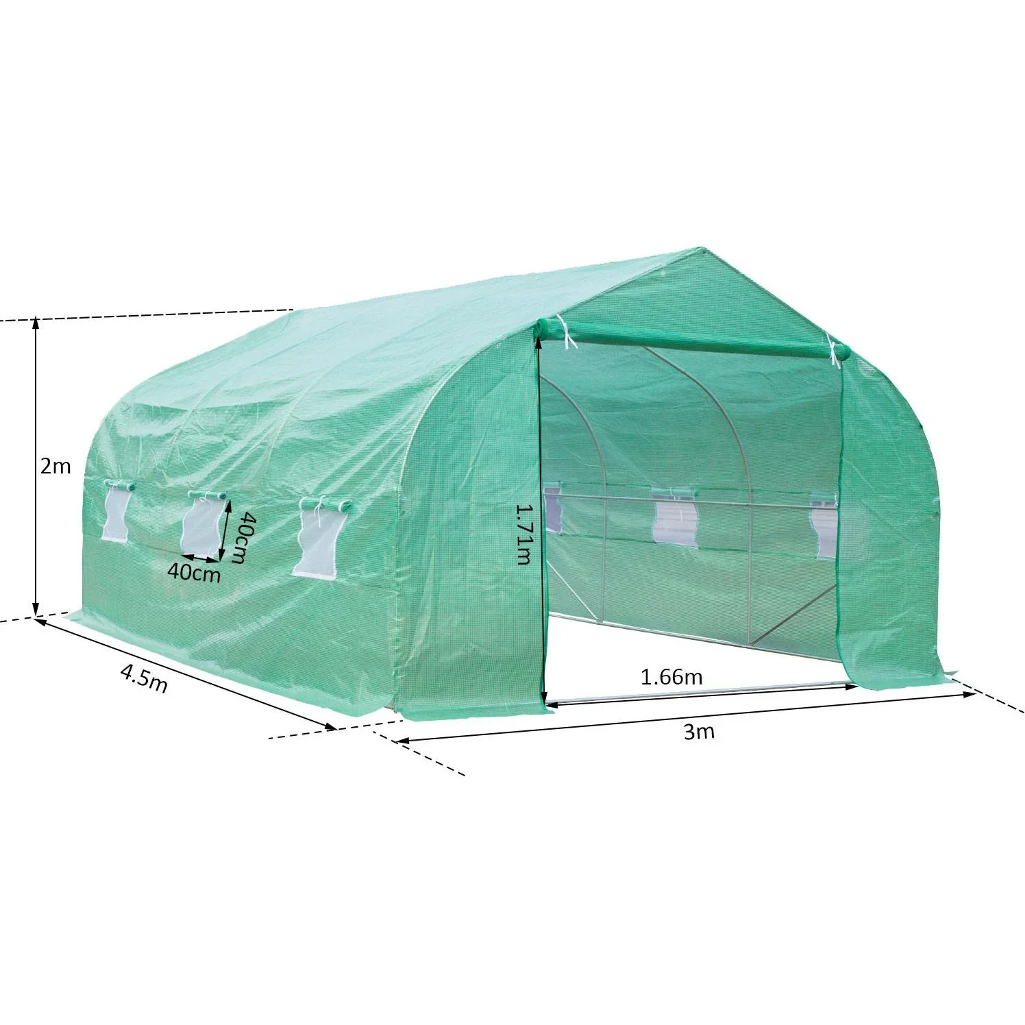 Gewächshaus 4,5x3x2m Foliengewächshaus Treibhaus - 5