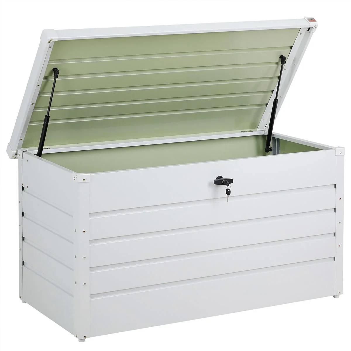 Abschließbare Aufbewahrungsbox Weißes Metall mit Schloss 120x62 x63 cm - 1