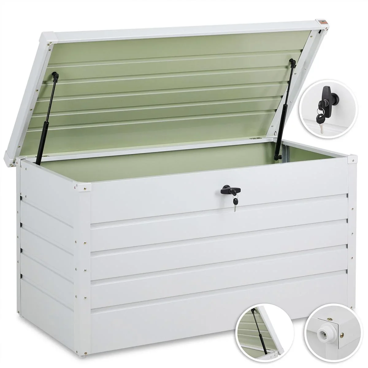 Abschließbare Aufbewahrungsbox Weißes Metall mit Schloss 120x62 x63 cm - 2