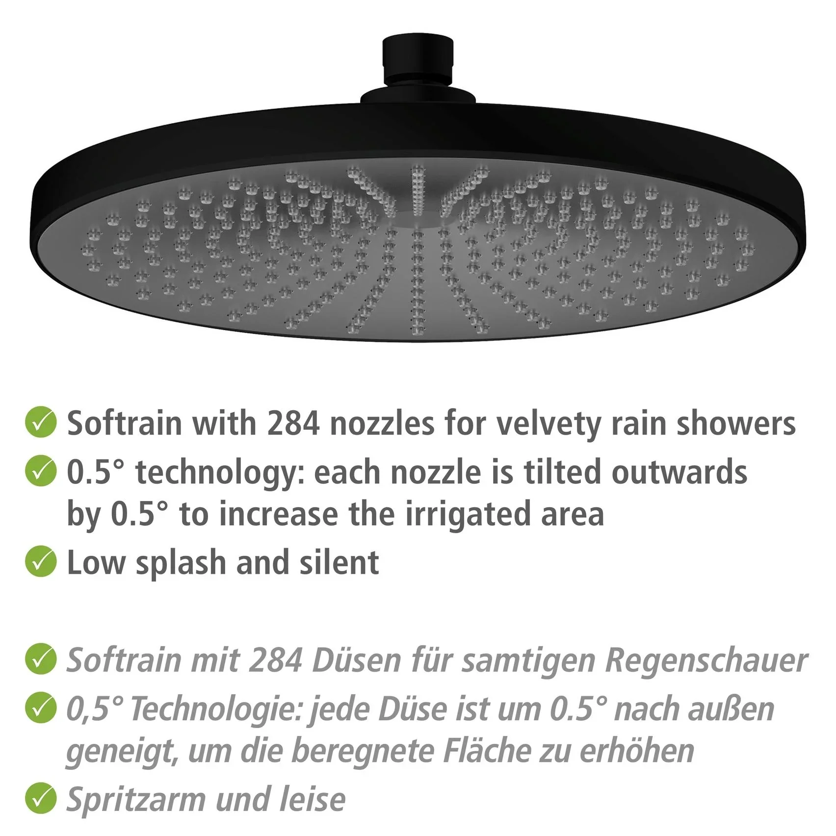 Regenduschkopf Ultimate Shower Schwarz/Grau, Ø 25 cm - 10