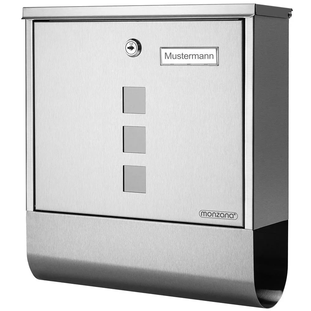 Briefkasten mit Zeitungshalter Edelstahl silber - 1