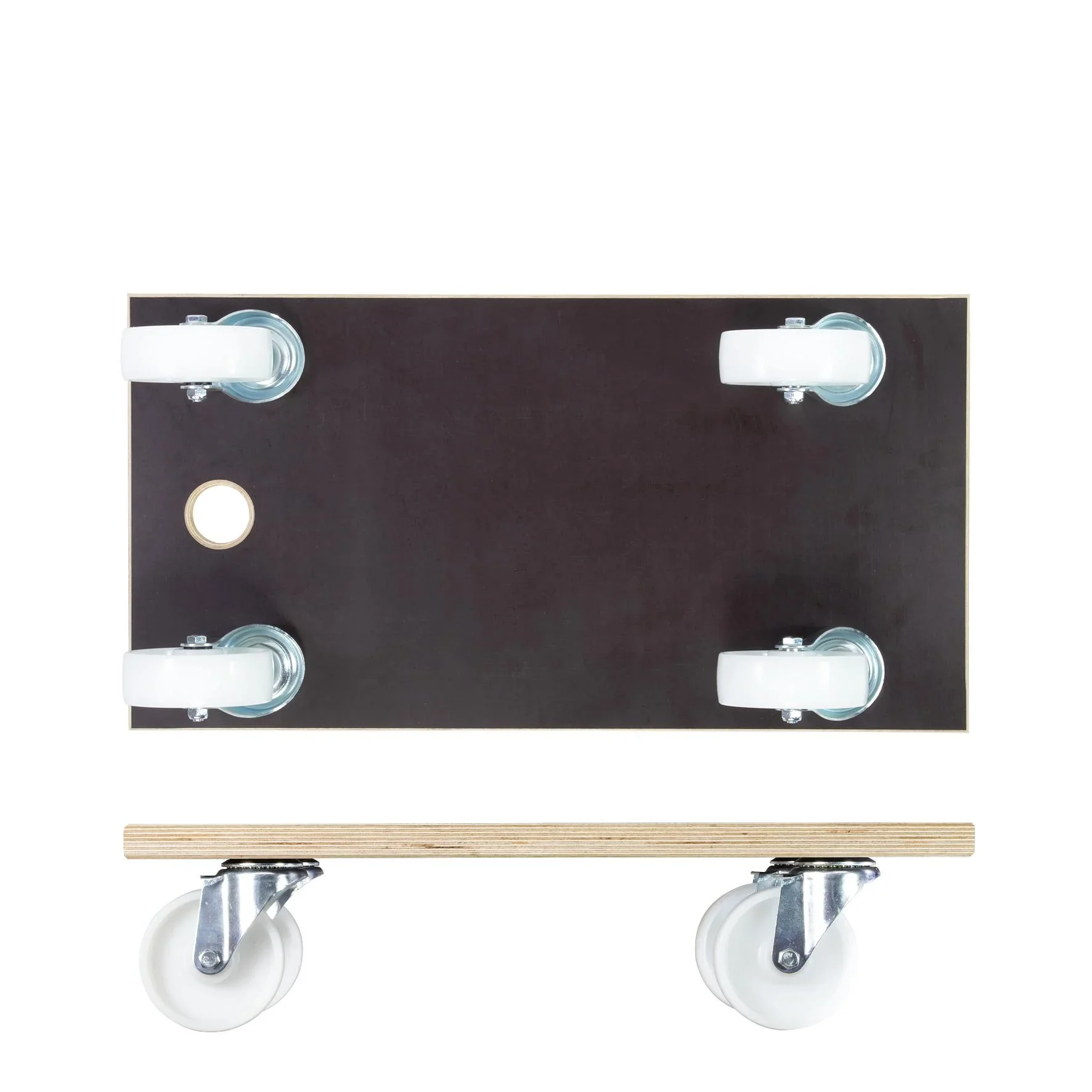 Transporthilfe MM 1143, 57,5 x 30 x 15 cm, harte Rollen Ø 100 mm, Rollenlager, Platte Maxigrip FSC®, Tragkraft 500 kg - 5