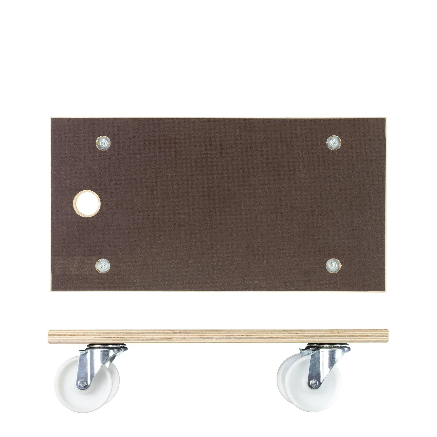 Transporthilfe MM 1143, 57,5 x 30 x 15 cm, harte Rollen Ø 100 mm, Rollenlager, Platte Maxigrip FSC®, Tragkraft 500 kg - 6