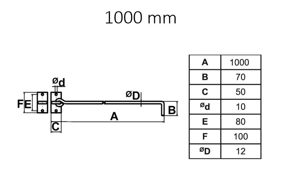 Beschlag-Set Sturmhaken 1000 mm - 0