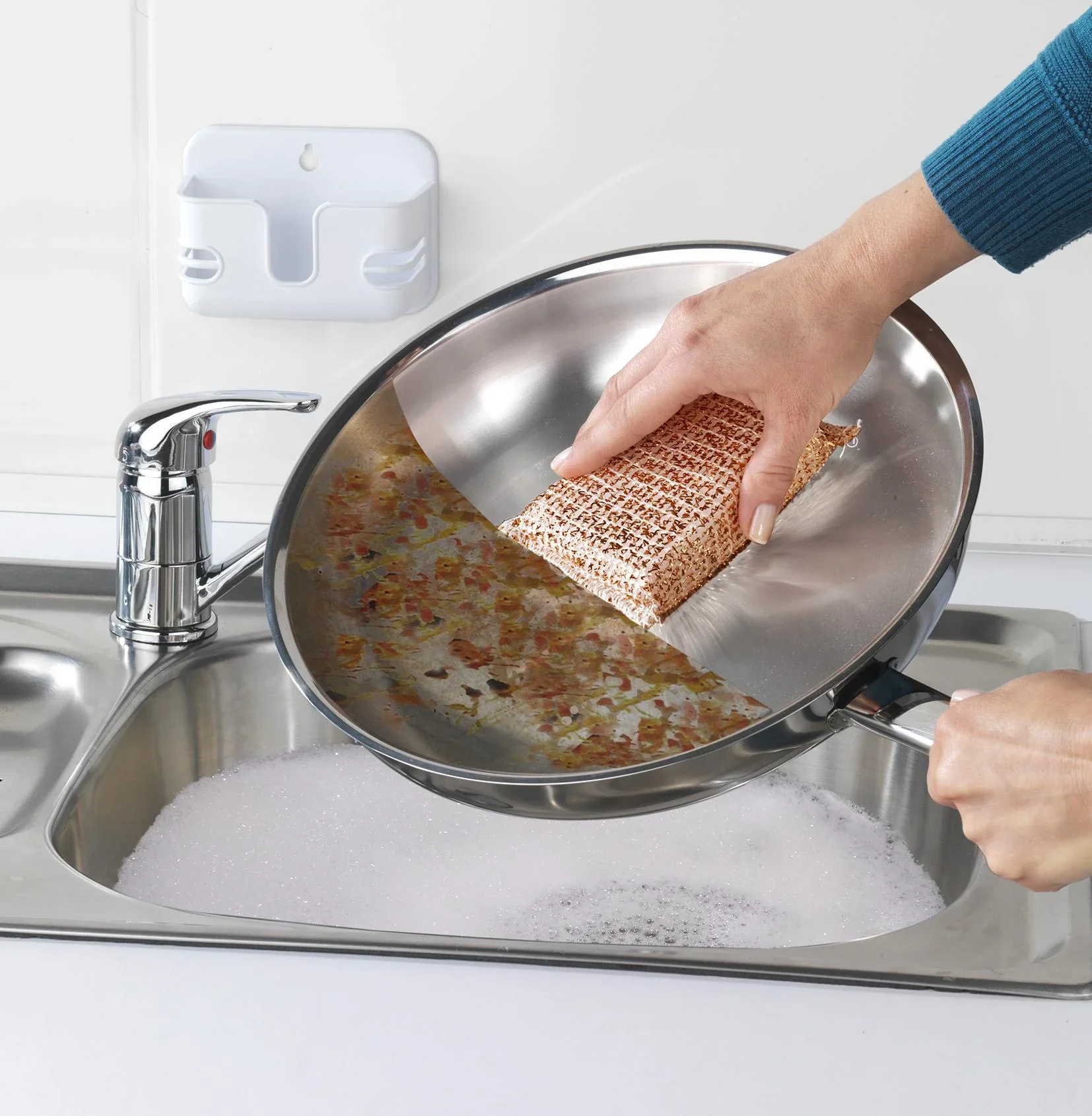 Kupferschwamm mit Box + Mikrofaser Kupfertücher 2 in 1, 2 Stk - 0