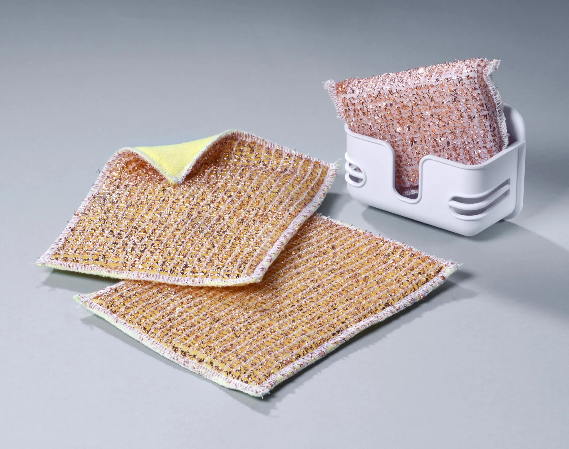 Kupferschwamm mit Box + Mikrofaser Kupfertücher 2 in 1, 2 Stk - 1