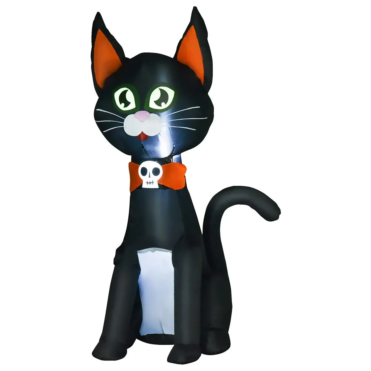 Aufblasbare Schwarze Katze Figur Halloween Deko für Innen- und Außenbereich Luftfigur mit LED Beleuchtung Polyester Schw - 0