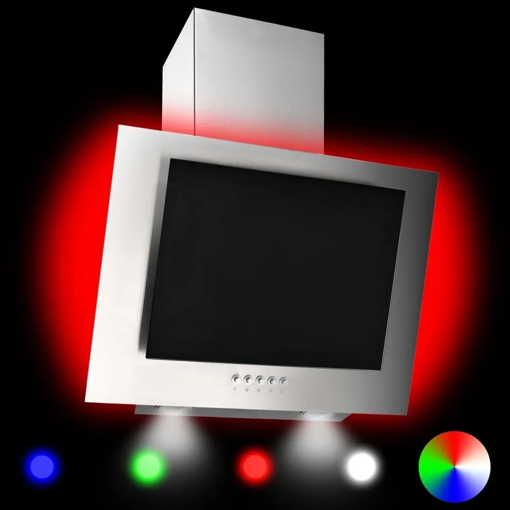 RGB-LED-Wandhaube 60 cm aus Edelstahl und gehärtetem Glas - 0