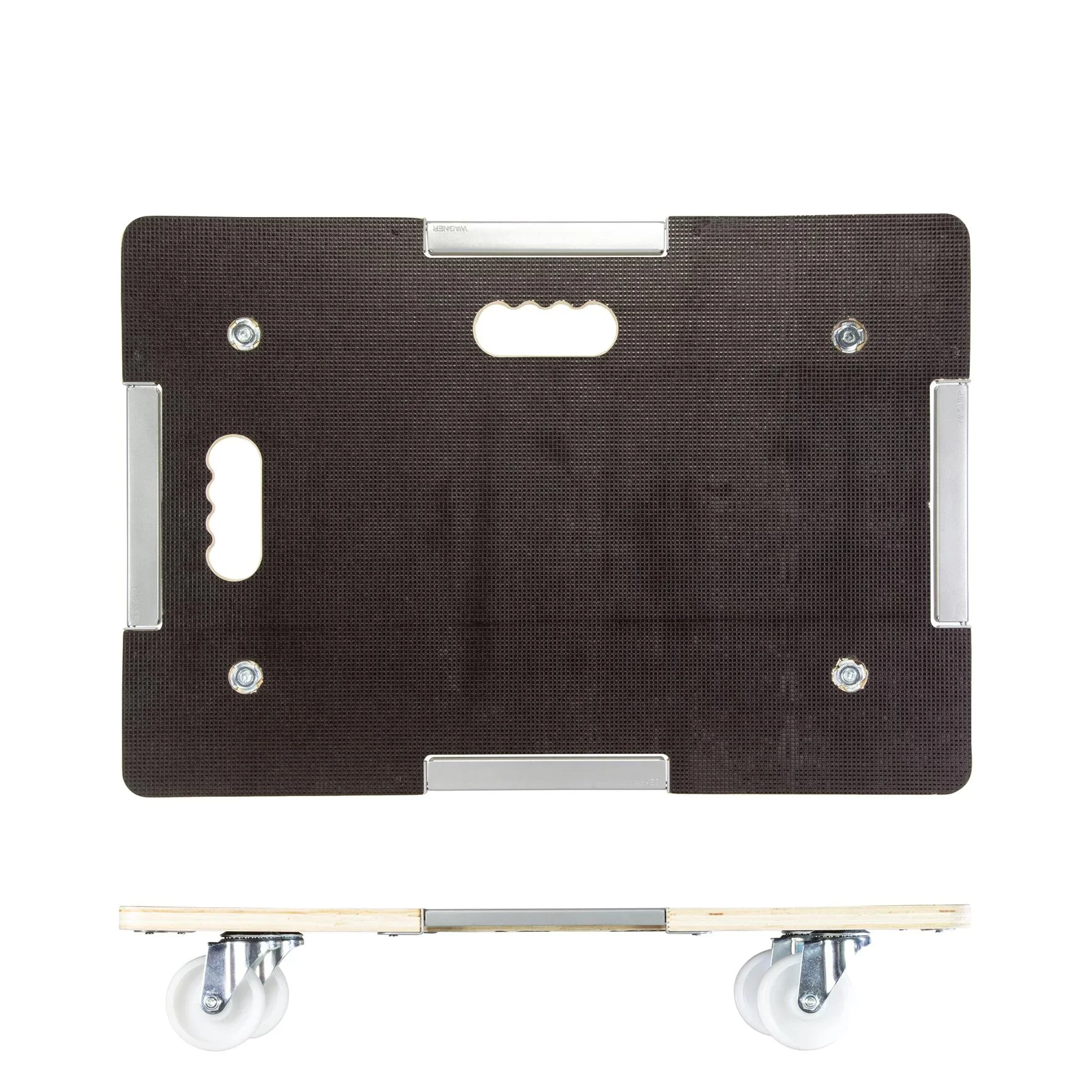 Transporthilfe MM 1381, 63 x 43 x 11 cm, harte Rollen Ø 75 mm, Rollenlager, Sicherung, Platte FSC®, Tragkraft 250 kg - 3