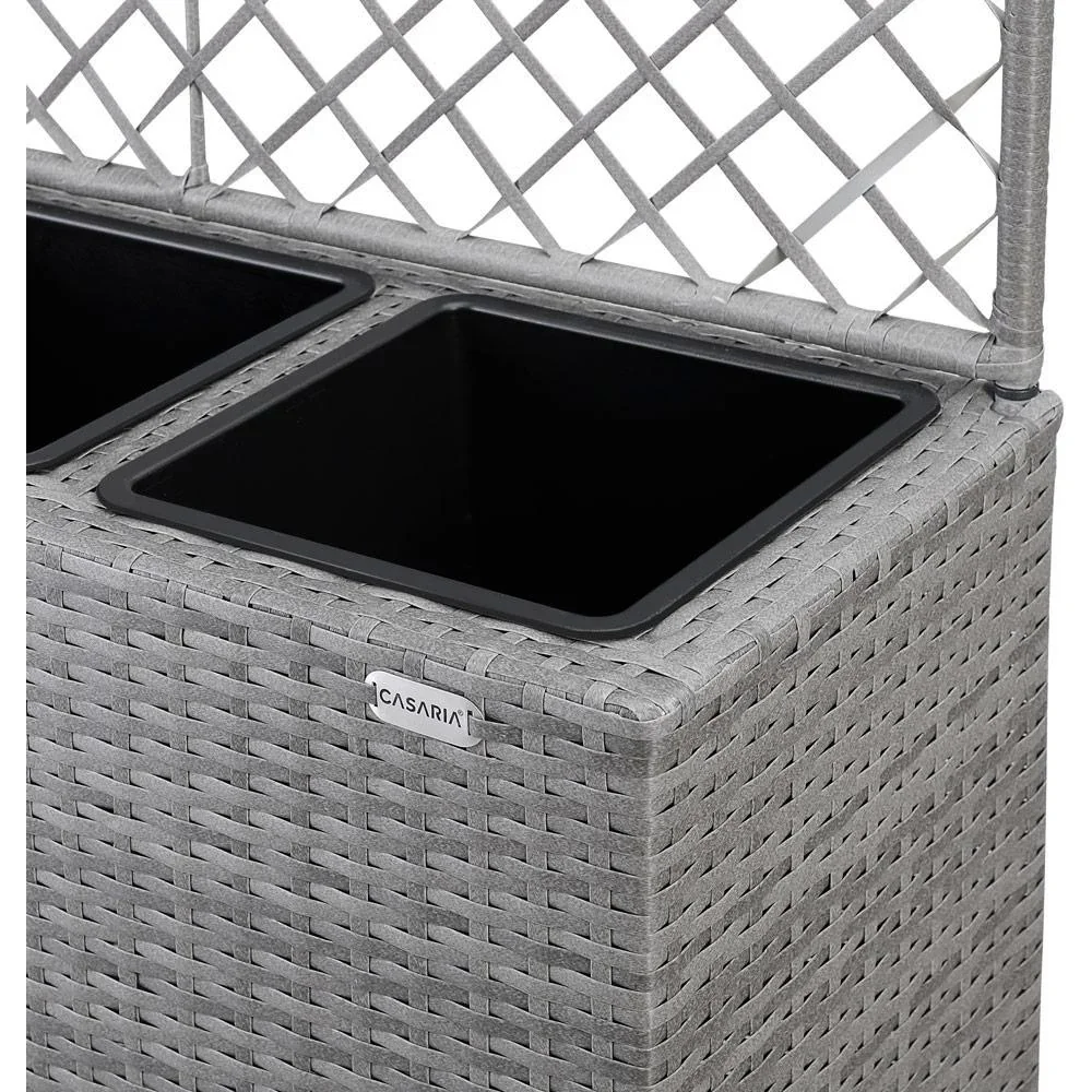 Polyrattan Pflanzgefäß mit Spalier grau - 6
