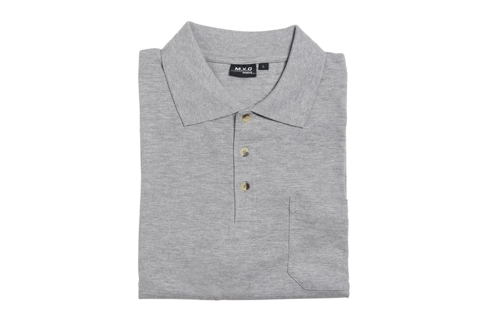 Poloshirt mit Knopfleiste und Brusttasche, Farbe silbergrau, Gr.M - 0